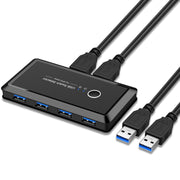 UK204V Drive-free USB 3.0 Switch Selector 2 USB Ports Sharing 4 USB Ports Switcher Adapter for Mouse, Keyboard, Printer