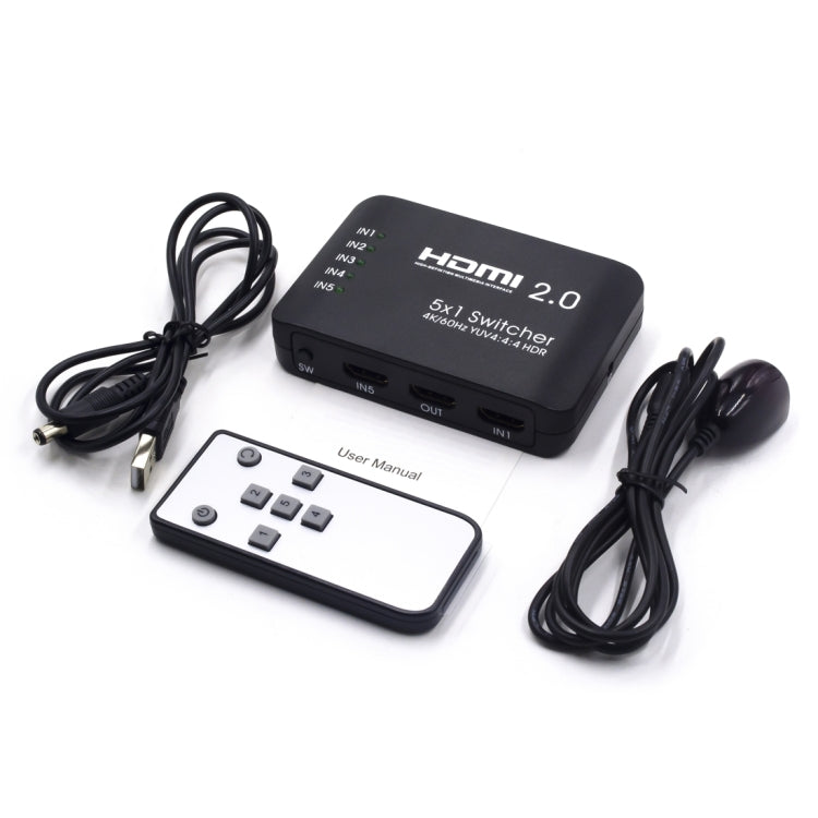 AYS-51V20 HDMI 2.0 5x1 4K Ultra HD Switch Splitter(Black)