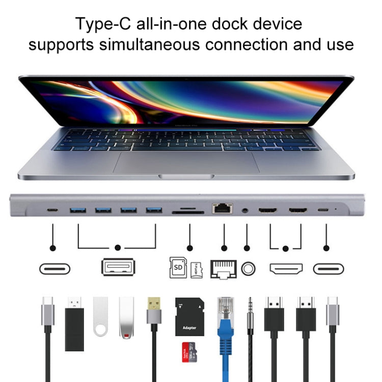 LS1094 12 in 1 Type-C to Dual HDMI Docking Station