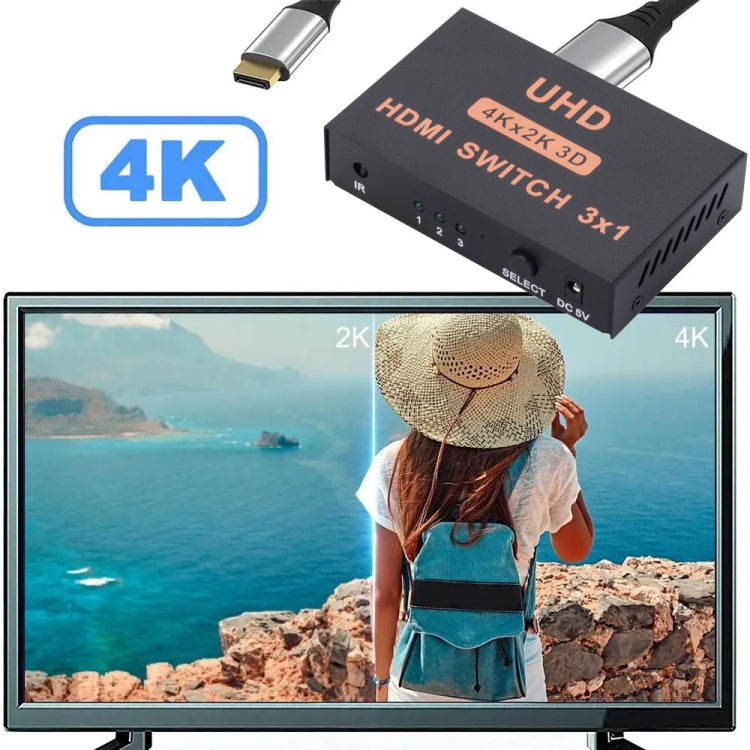 HDMI Switch 3 into 1 out 4Kx2K HD Video Switch, with Remote Control