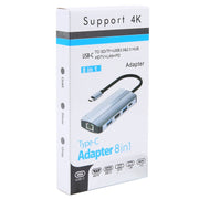 BYL-2205 8 in 1 USB-C / Type-C to USB Multifunctional Docking Station HUB Adapter