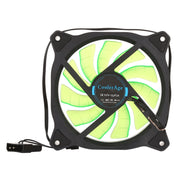 Color LED 12cm 3pin Computer Components Chassis Fan Computer Host Cooling Fan Silent Fan Cooling, with Power Connection Cable & Green Light(Green)