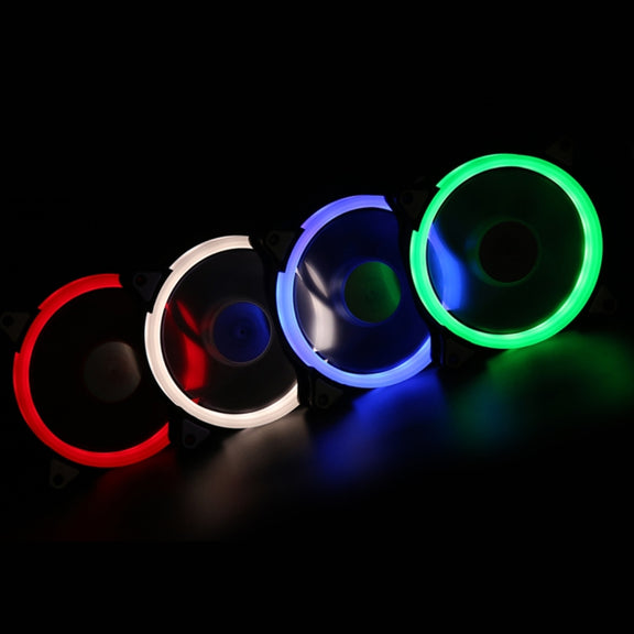 Color LED 12cm 3pin Computer Components Chassis Fan Computer Host Cooling Fan Silent Fan Cooling, with Power Connection Cable & Green Light(Green)