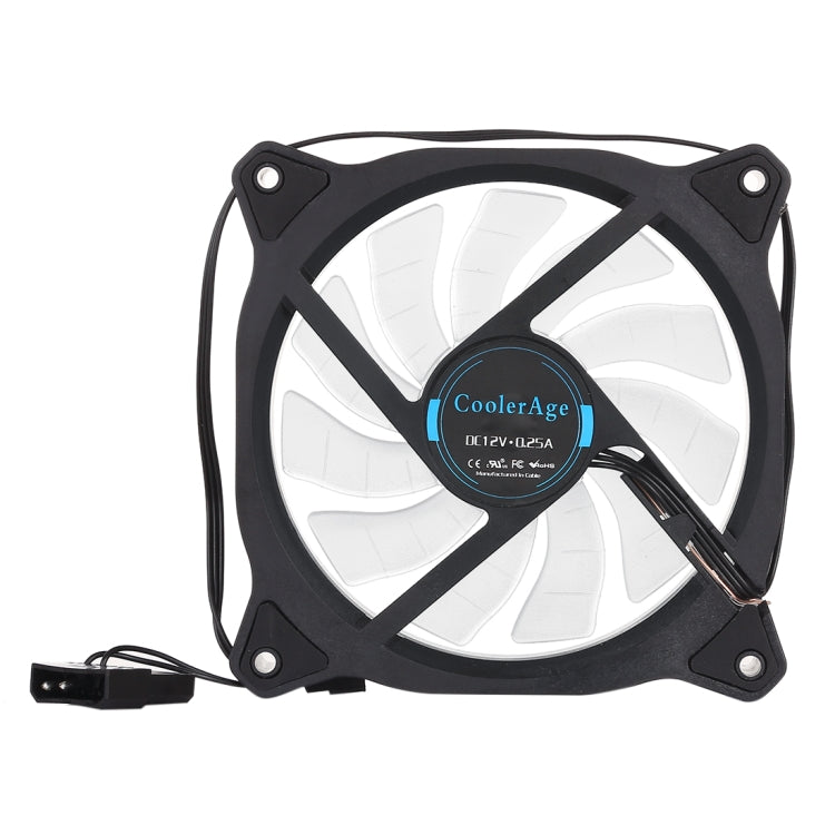 Color LED 12cm 3pin Computer Components Chassis Fan Computer Host Cooling Fan Silent Fan Cooling, with Power Connection Cable & White Light(White)