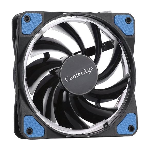 Color LED 12cm 4pin Computer Components Chassis Fan Computer Host Cooling Fan Silent Fan Cooling with Blue Light(Blue)