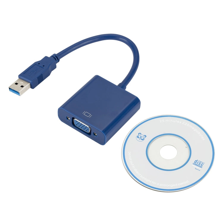 External Graphics Card Converter Cable USB3.0 to VGA, Resolution: 720P(Blue)