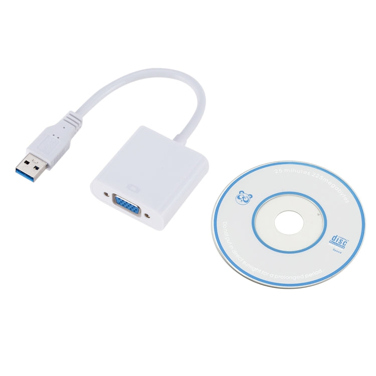 External Graphics Card Converter Cable USB3.0 to VGA, Resolution: 720P(White)