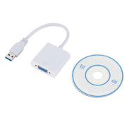External Graphics Card Converter Cable USB3.0 to VGA, Resolution: 720P(White)