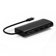 9591C 8 In 1 USB 3.0 x3 + SD / TF Card + HDMI + RJ45 + Type-C / USB-C (PD) Multi-function HUB Converter Dock Station (Black)