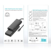 9591C 8 In 1 USB 3.0 x3 + SD / TF Card + HDMI + RJ45 + Type-C / USB-C (PD) Multi-function HUB Converter Dock Station (Black)