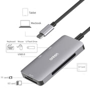 Onten 91882 5 In 1 USB3.0 x3 + SD + TF + CF Type-C / USB-C OTG Multi-function Card Reader