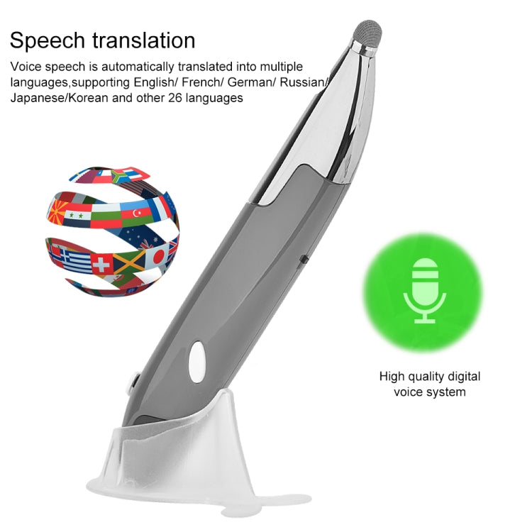 PR-06S 4-keys Smart Wireless Optical Mouse with Stylus Pen Function, Support Voice Operation / Translation (Grey)