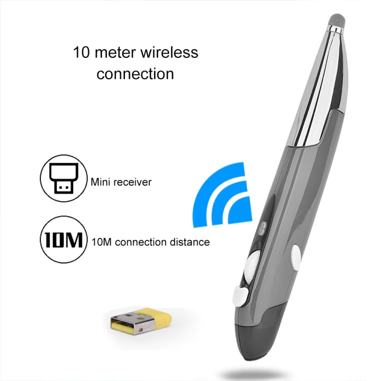 PR-06S 4-keys Smart Wireless Optical Mouse with Stylus Pen Function, Support Voice Operation / Translation (Grey)