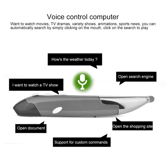 PR-06S 4-keys Smart Wireless Optical Mouse with Stylus Pen Function, Support Voice Operation / Translation (Grey)