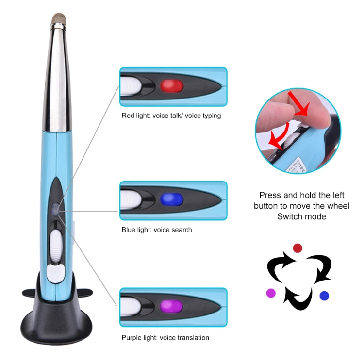 PR-06S 4-keys Smart Wireless Optical Mouse with Stylus Pen Function, Support Voice Operation / Translation (Blue)