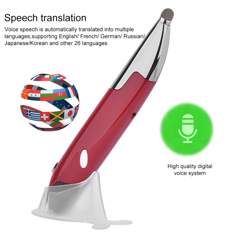 PR-06S 4-keys Smart Wireless Optical Mouse with Stylus Pen Function, Support Voice Operation / Translation (Red)