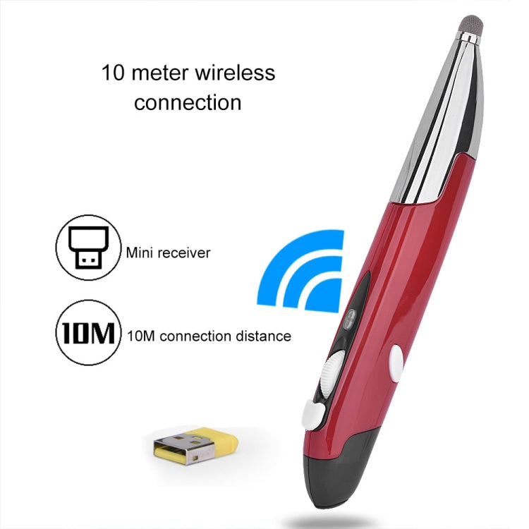 PR-06S 4-keys Smart Wireless Optical Mouse with Stylus Pen Function, Support Voice Operation / Translation (Red)
