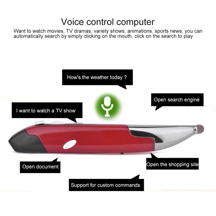 PR-06S 4-keys Smart Wireless Optical Mouse with Stylus Pen Function, Support Voice Operation / Translation (Red)
