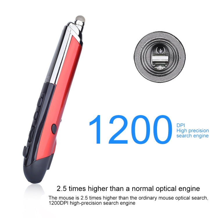 PR-08 6-keys Smart Wireless Optical Mouse with Stylus Pen & Laser Function (Red)