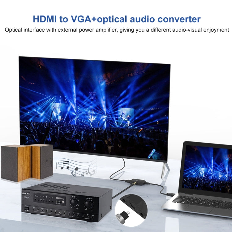 Onten 35165 HDMI to VGA + Optical Audio Converter for Speaker / TV / Computer