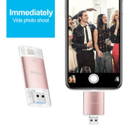 Richwell 3 in 1 32G Type-C + 8 Pin + USB 3.0 Metal Double Cover Push-pull Flash Disk with OTG Function(Red)