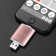 Richwell 3 in 1 32G Type-C + 8 Pin + USB 3.0 Metal Double Cover Push-pull Flash Disk with OTG Function(Red)