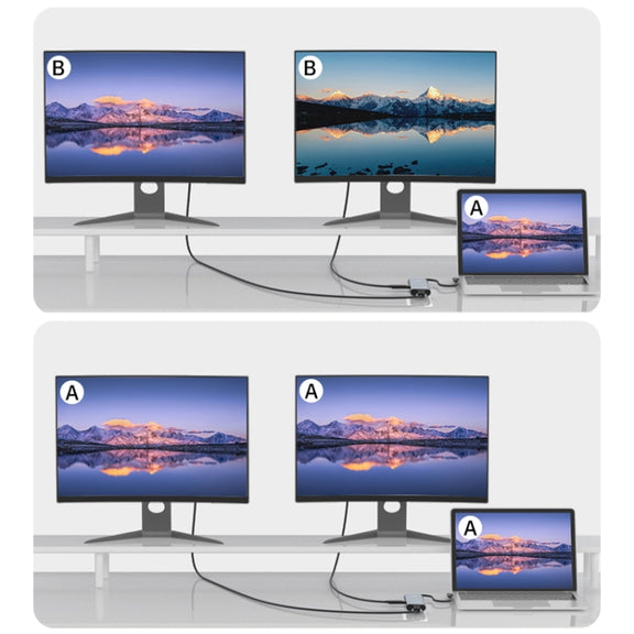 V261A 12 in 1 Elbow USB-C/Type-C to USB Digital Display Docking Station HUB Adapter