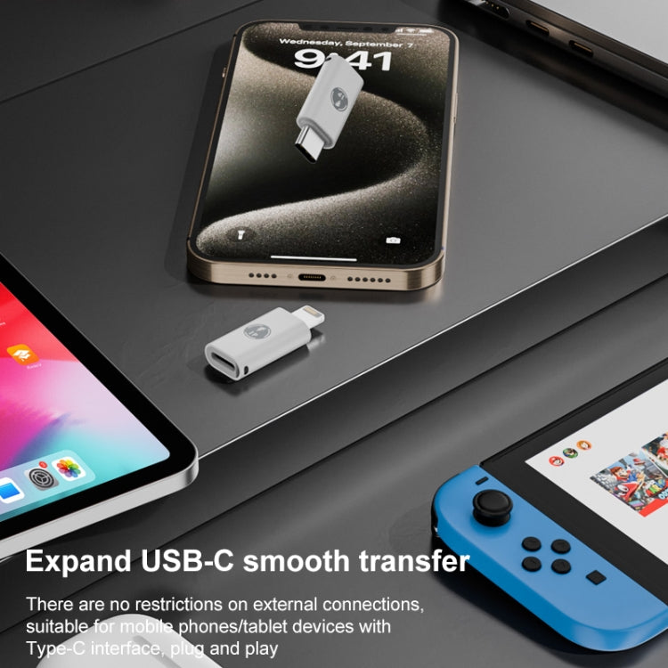 USB-C / Type-C Male to 8 Pin Female ABS Charging Adapter
