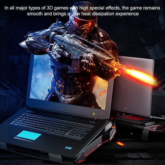 SSRQ-021S Rainbow Version Flank Glowing Dual-fan Laptop Radiator Two-speed Adjustable Computer Base for Laptops Under 18 inch