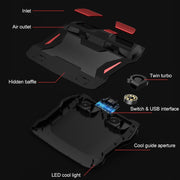 SSRQ-021S Red Light + Adapter Version Flank Glowing Dual-fan Laptop Radiator Two-speed Adjustable Computer Base for Laptops Under 18 inch, US Plug