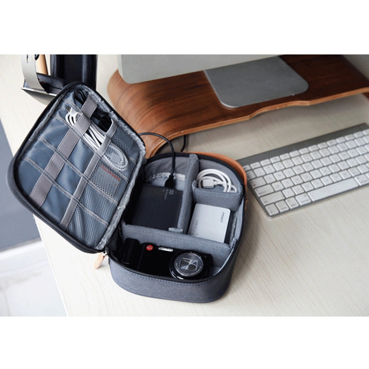 Multi-function Headphone Charger Data Cable Storage Bag, Ultra Fiber Portable Power Pack, Size: L, 16.5x6x23.5cm(Blue)