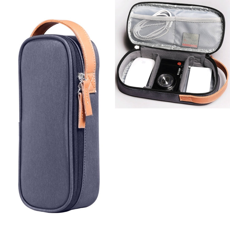 Multi-function Headphone Charger Data Cable Storage Bag, Ultra Fiber Portable Power Pack, Size: M, 16.5x6x23.5cm (Blue)