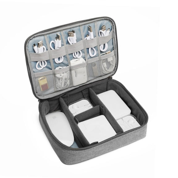 Multi-function Headphone Charger Data Cable Storage Bag, Single Layer Storage Bag, Size: 23x16x7cm(Black)