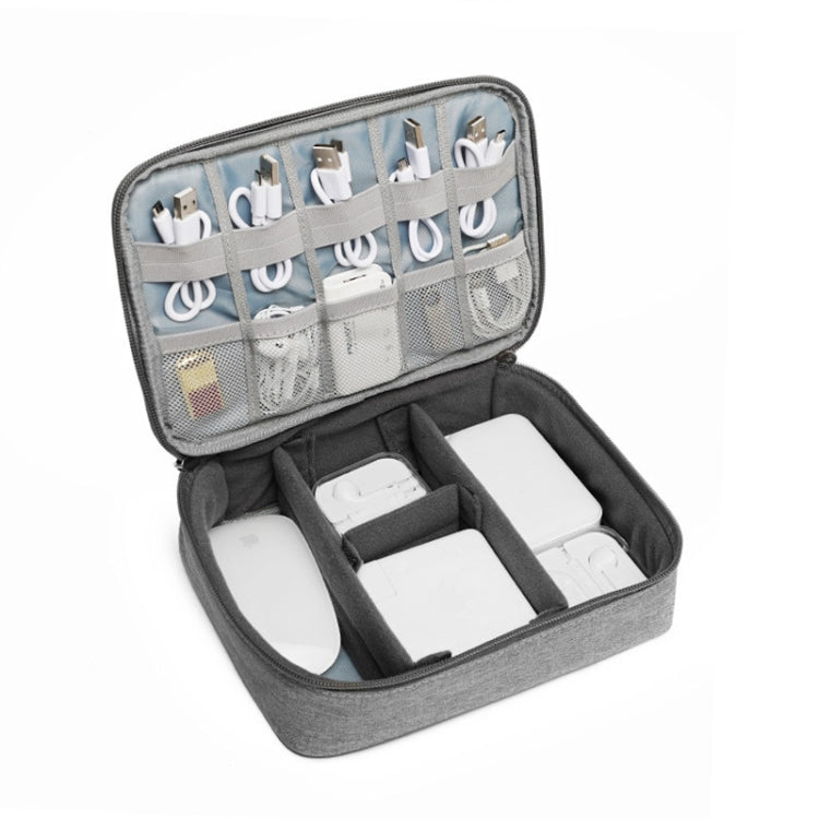 Multi-function Headphone Charger Data Cable Storage Bag, Single Layer Storage Bag, Size: 23x16x7cm(Grey)