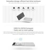 ORICO 2518S3 USB3.0 External Hard Disk Box Storage Case for 7mm & 9.5mm 2.5 inch SATA HDD / SSD (Silver)