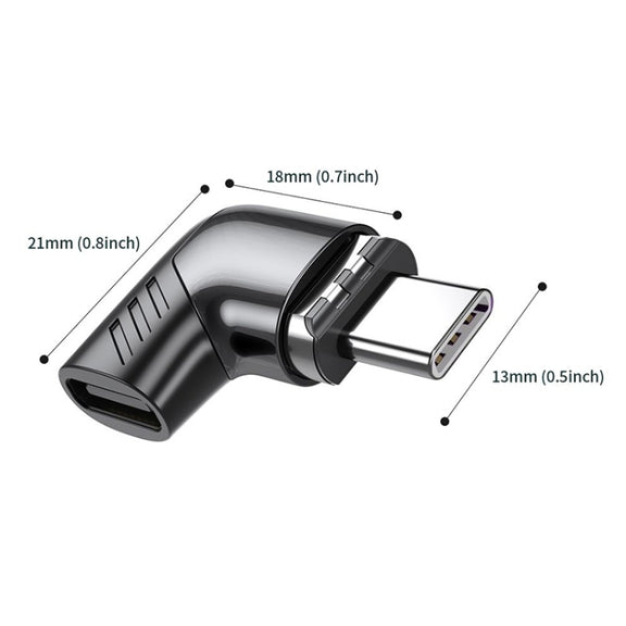 X20 100W PD USB-C / Type-C Female to USB-C / Type-C Elbow Magnetic Charging Adapter(Tarnish)