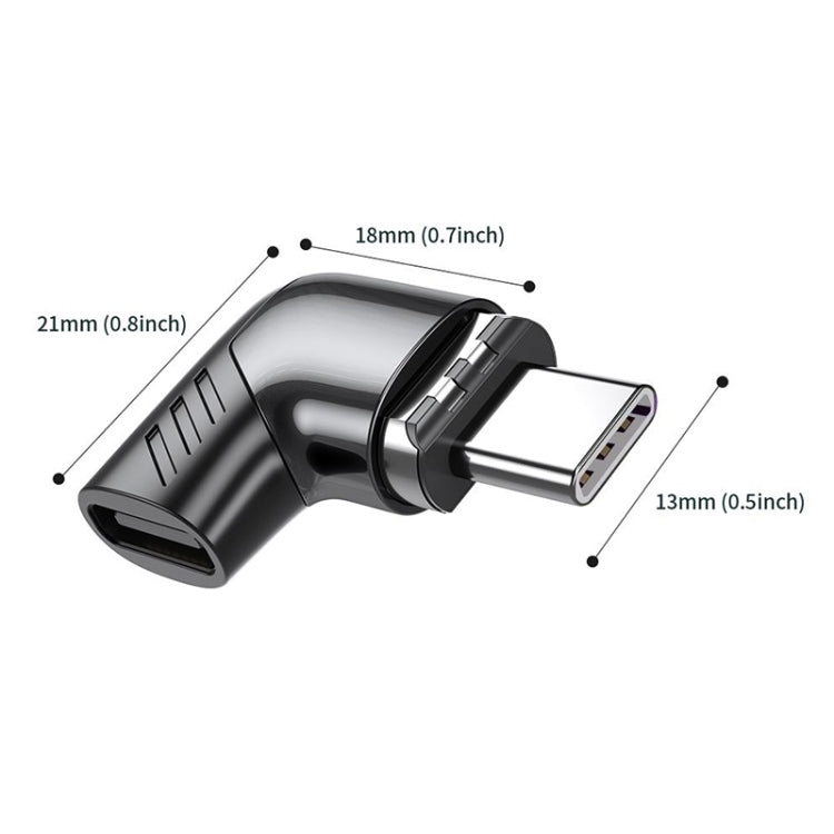X20 100W PD USB-C / Type-C Female to USB-C / Type-C Elbow Magnetic Charging Adapter(Tarnish)