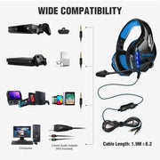 Soulbytes S11 USB + 3.5mm 4 Pin Adjustable LED Light Gaming Headset with Mic (Blue)