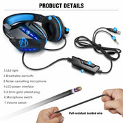 Soulbytes S11 USB + 3.5mm 4 Pin Adjustable LED Light Gaming Headset with Mic (Blue)
