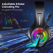 Wintory M3 USB + 3.5mm 4 Pin Adjustable RGB Light Gaming Headset with Mic (Black)