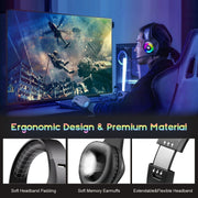 Wintory M3 USB + 3.5mm 4 Pin Adjustable RGB Light Gaming Headset with Mic (Black)