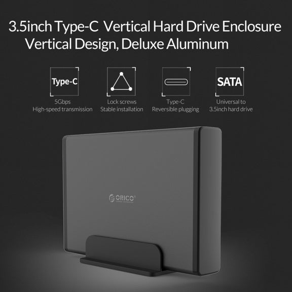 ORICO 7688C3 8TB 3.5 inch USB-C / Type-C Mobile HDD Enclosure with Detachable Base, Cable Length: 1m