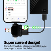7 in 1 Card Reader USB + Type-C + 8 Pin + TF Card + SD Card + Earphone Adapter (Black)