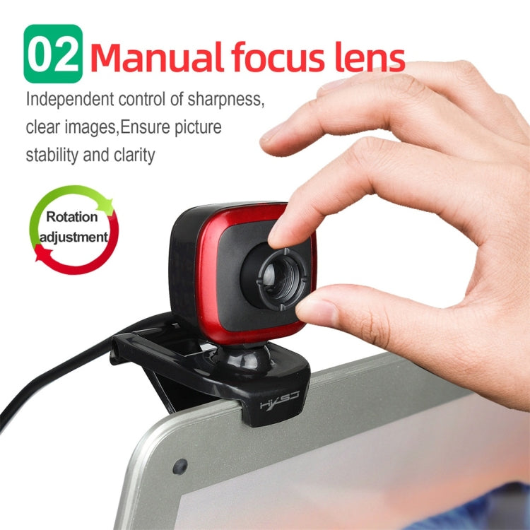 HXSJ A849 480P Adjustable 360 Degree HD Video Webcam PC Camera with Microphone(Black Red)