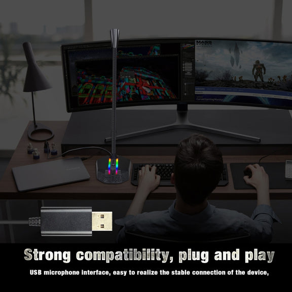 HXSJ TSP202 RGB Lighting Bendable USB Voice Chat Video Conference Microphone