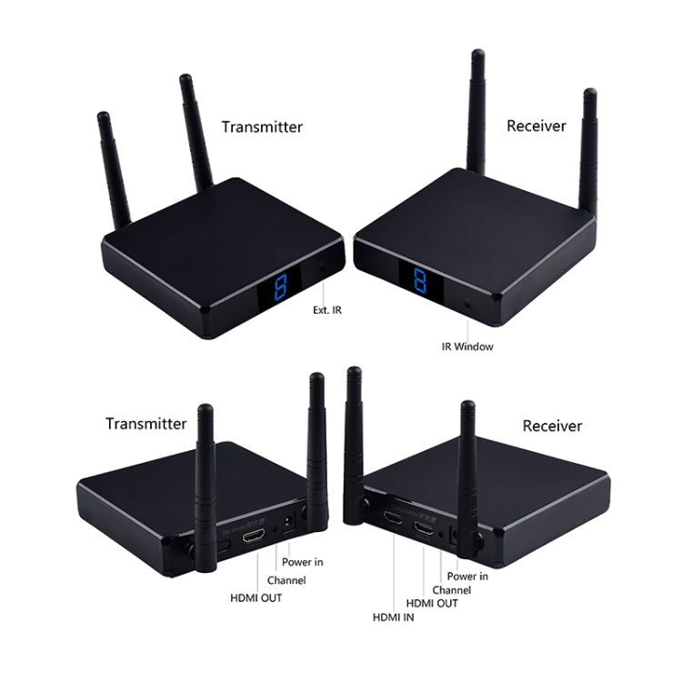 Measy FHD686-2 Full HD 1080P 3D 2.4GHz / 5.8GHz Wireless HD Multimedia Interface Extender 1 Transmitter + 2 Receiver, Transmission Distance: 200m(EU Plug)