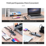 ORICO F7U 7 x USB 3.0 Ports 5Gbps Fast Transmission Desktop HUB with Blue LED Indicator Light (Transparent)