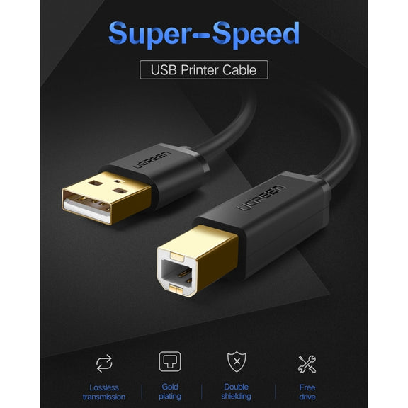 UGREEN USB 2.0 Gold-plated Printer Cable Data Cable, For Canon, Epson, HP, Cable Length: 1.5m