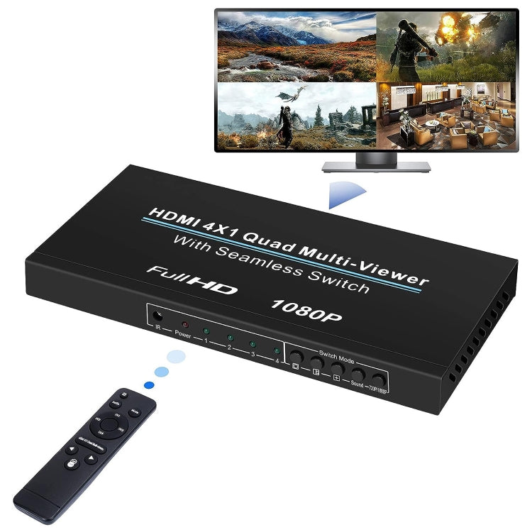 NEWKENG NK-C941 Full HD 1080P HDMI 4x1 Quad Multi-Viewer with Seamless Switch & Remote Control, EU Plug