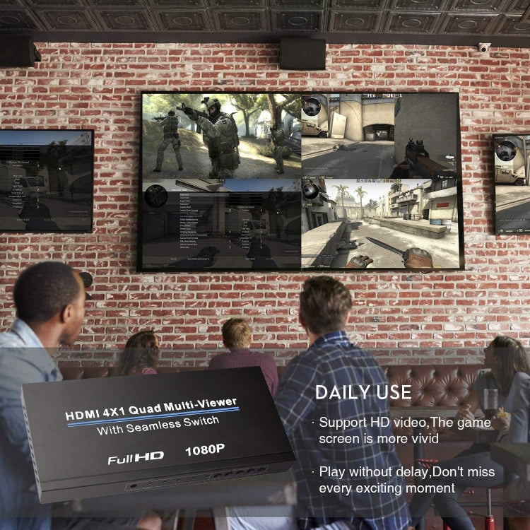 NEWKENG NK-C941 Full HD 1080P HDMI 4x1 Quad Multi-Viewer with Seamless Switch & Remote Control, EU Plug